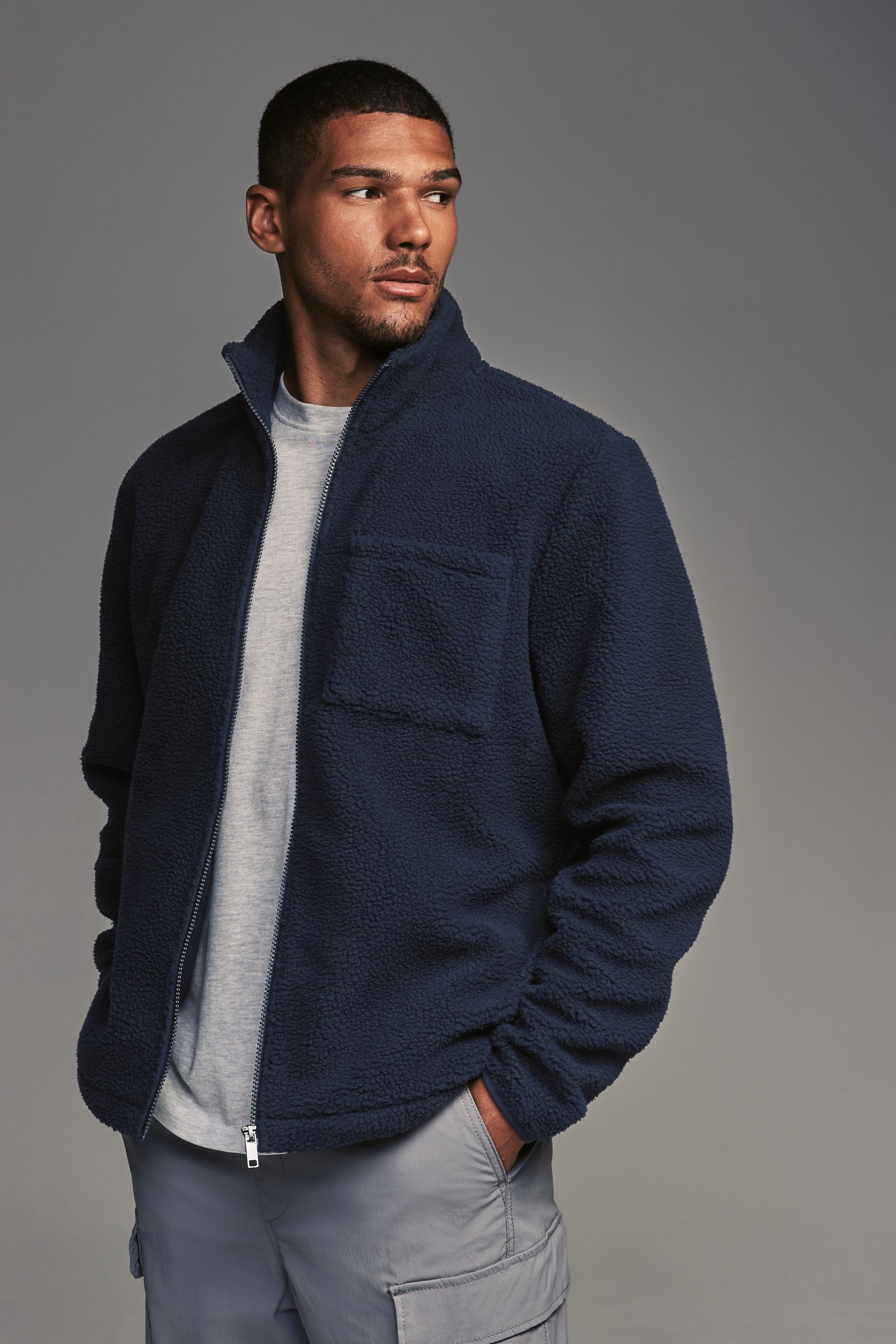 Buy Navy Blue Zip Through Quarter Zip Fleece from Next Ireland