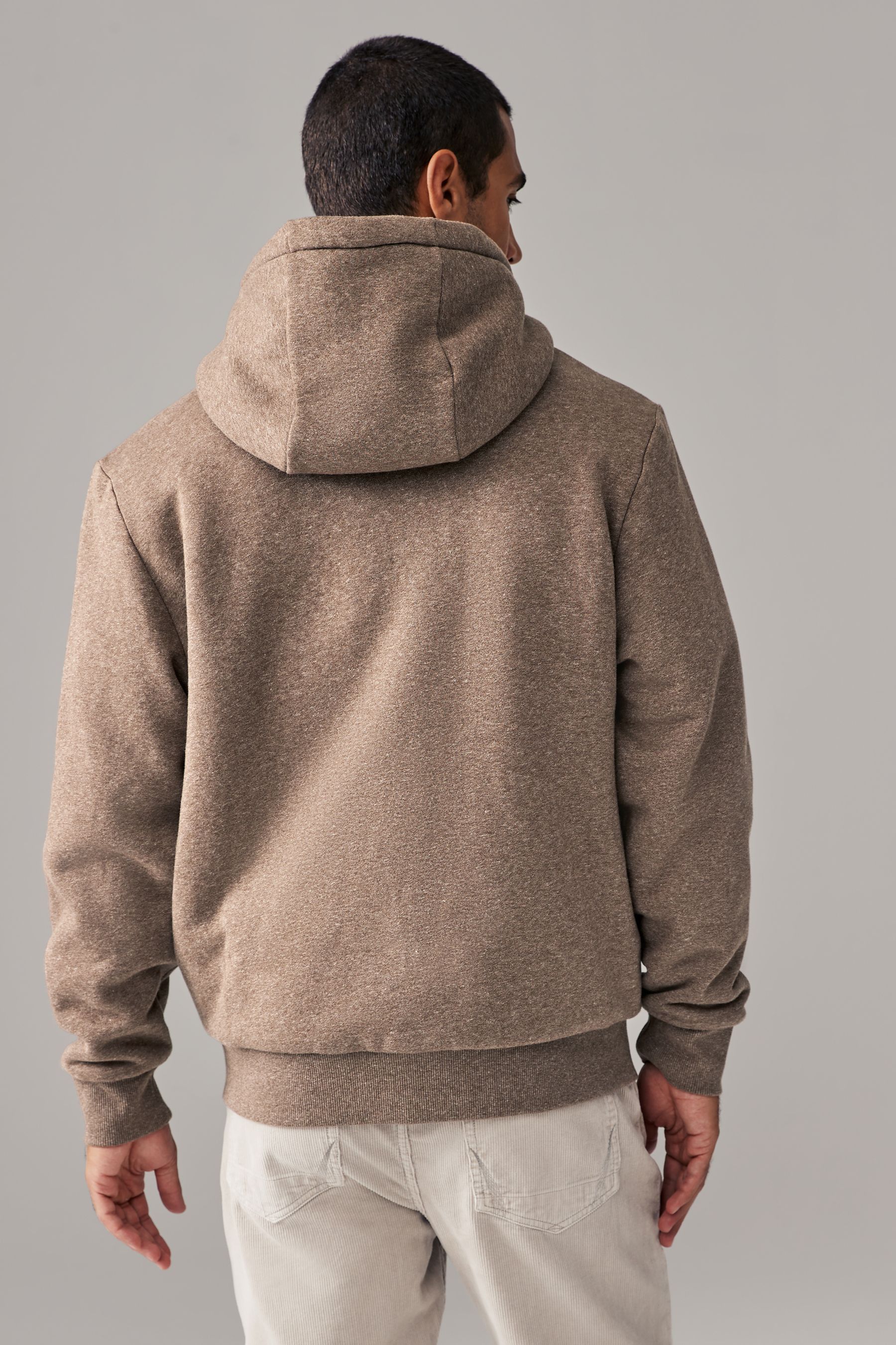 Wool lined zip up hoodie top