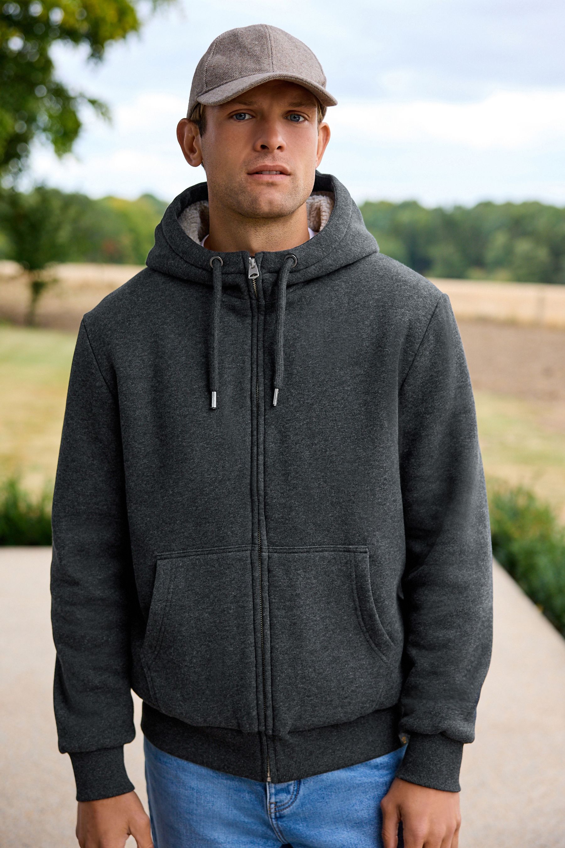 Borg zip up hoodie online