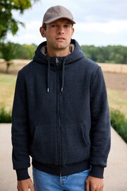 Slate Grey Zip Through Borg Zip Through Hoodie - Image 3 of 8