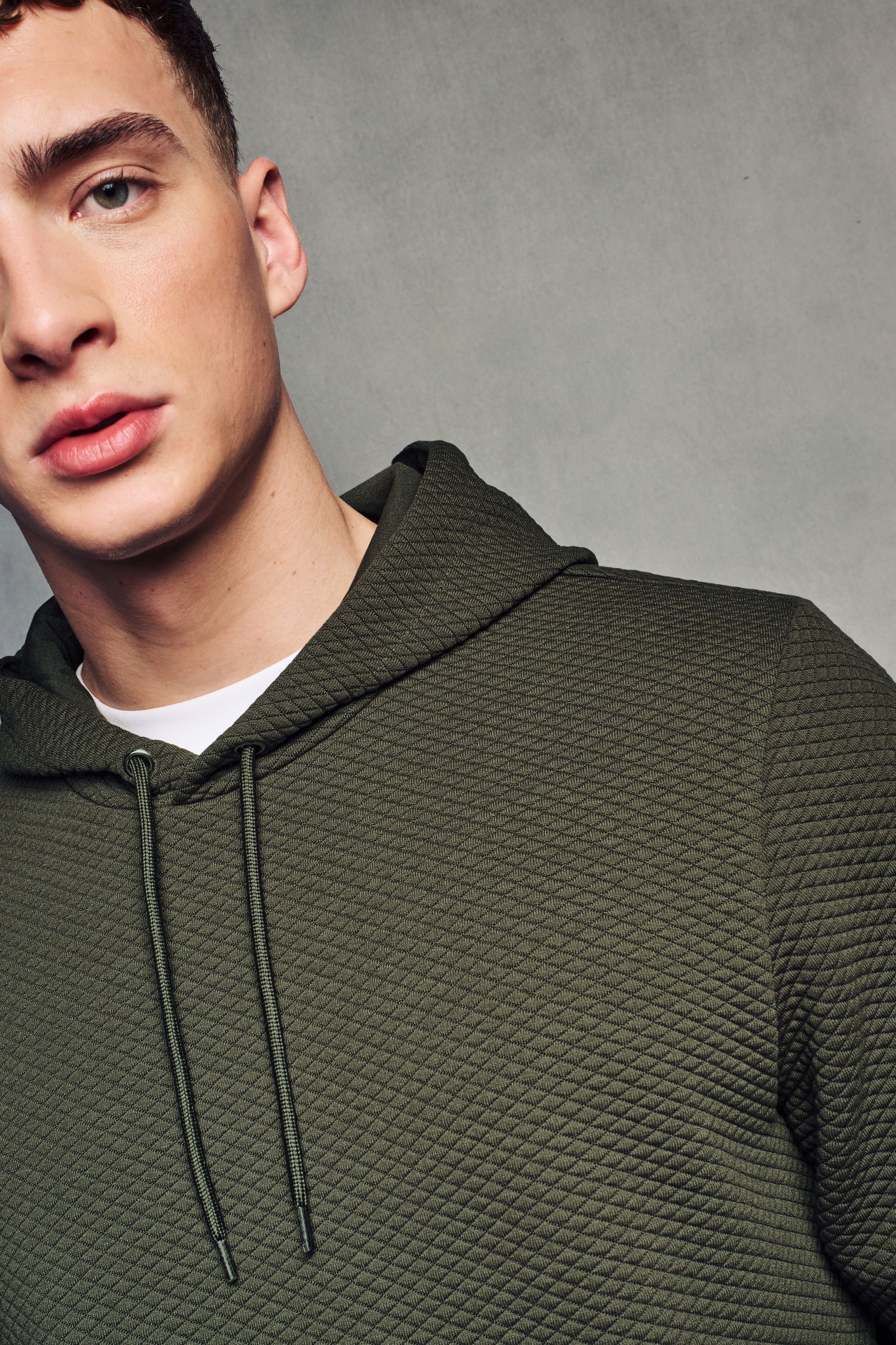 Buy Green Hooded Textured Overhead Hoodie from Next Luxembourg