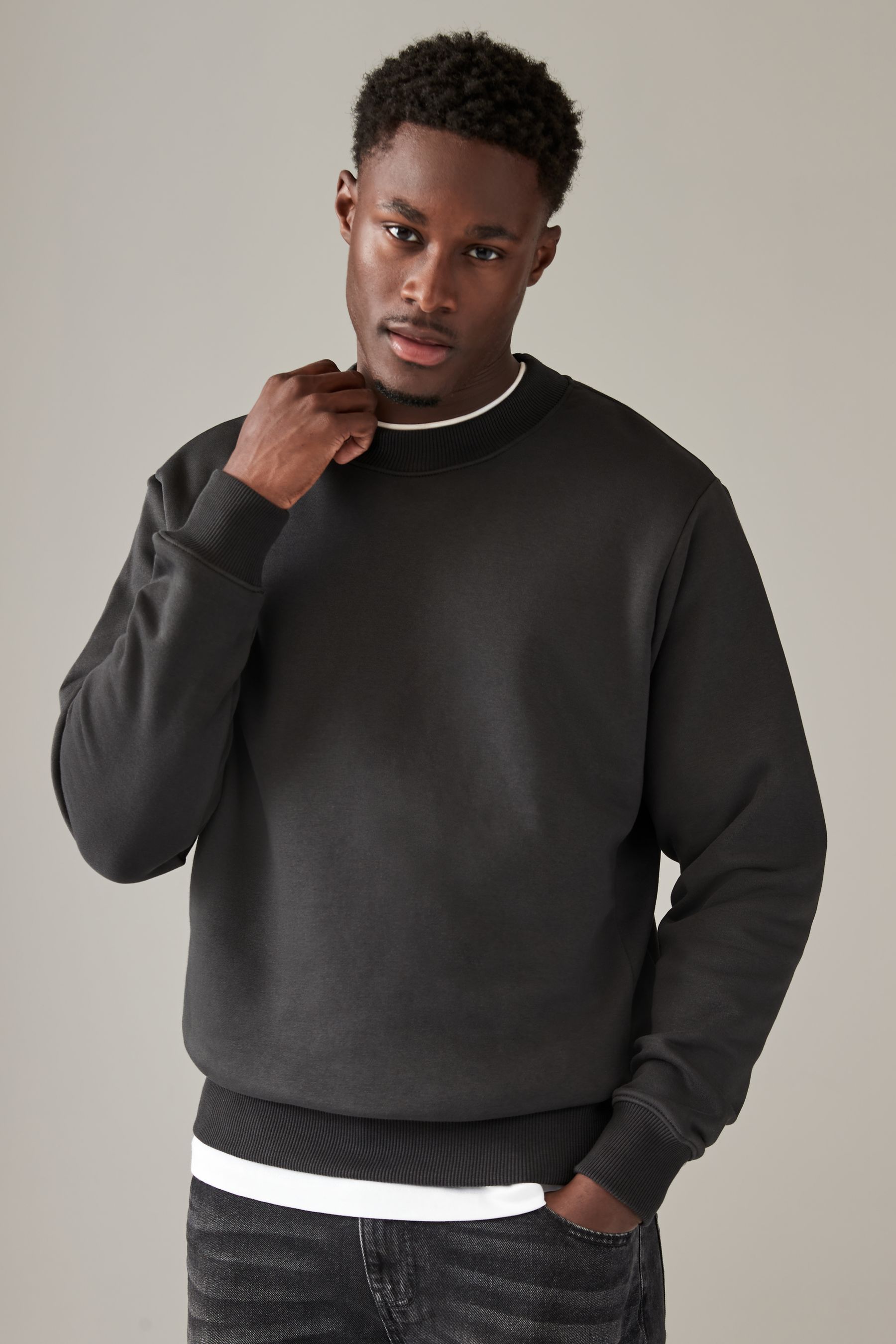 Buy Slate Grey Regular Fit Cotton Rich Jersey Crew Sweatshirt from the Next UK online shop