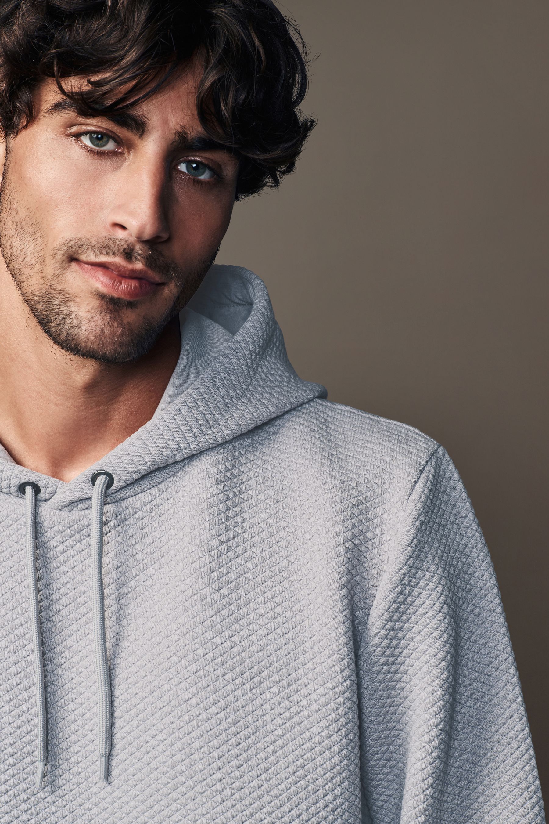 Buy Grey Hooded Textured Overhead Hoodie from the Next UK online shop