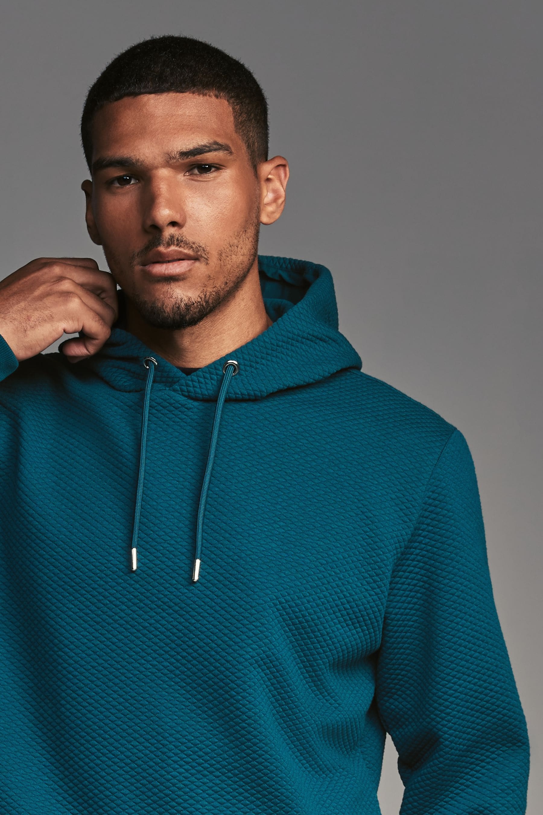 Buy Teal Blue Hooded Textured Overhead Hoodie from the Next UK online shop