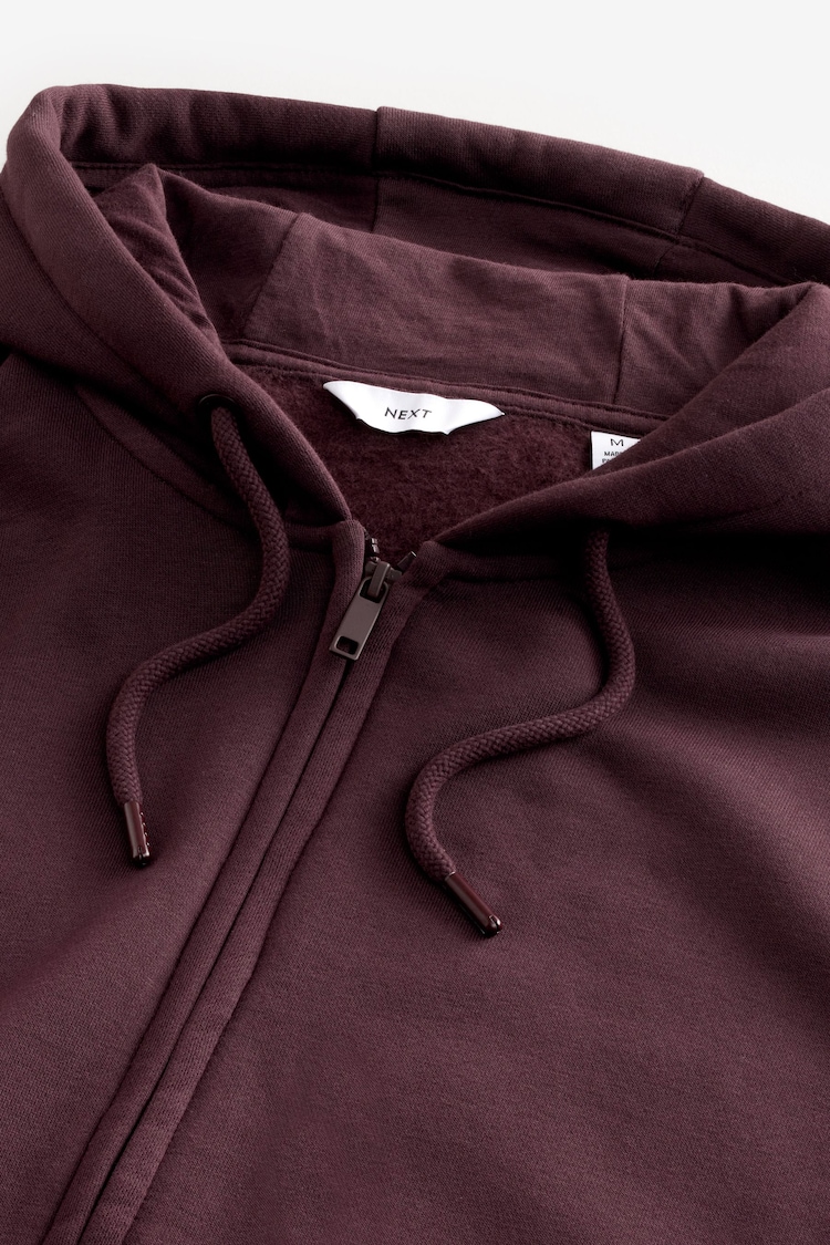 Burgundy Red Premium Cotton-Rich Jersey Zip Through Hoodie - Image 9 of 9