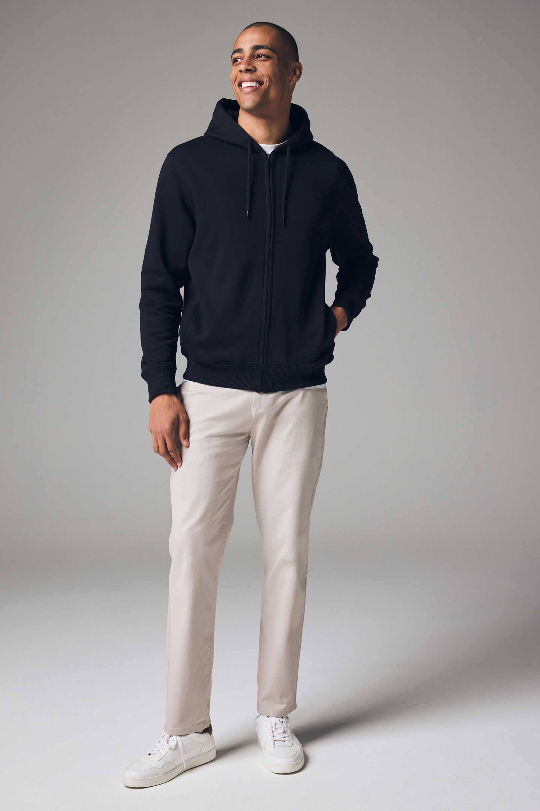 Buy Black Cotton Rich Jersey Zip Through Hoodie from Next Thailand