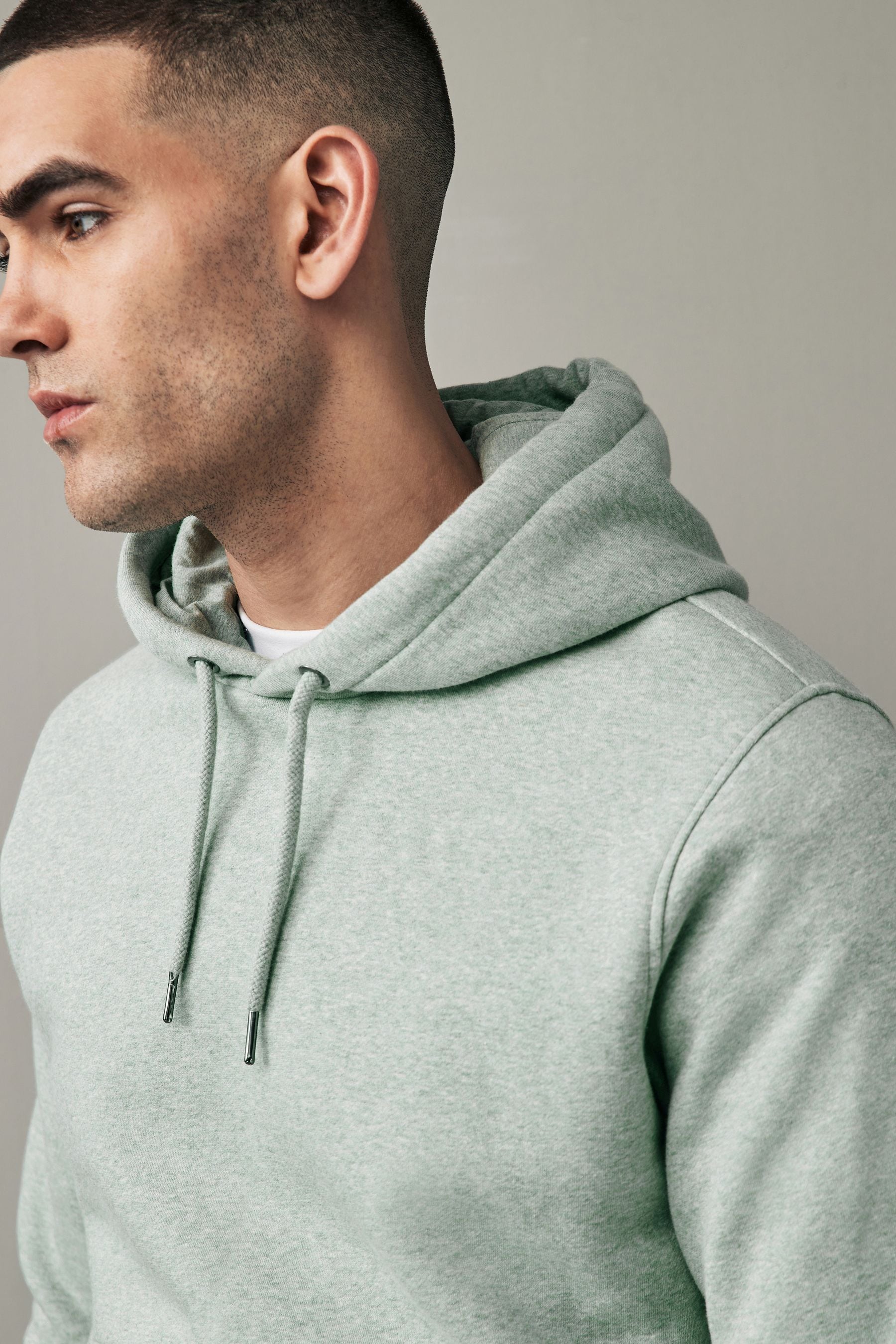 Light Green Regular Fit Cotton Rich Jersey Fabric Hoodie