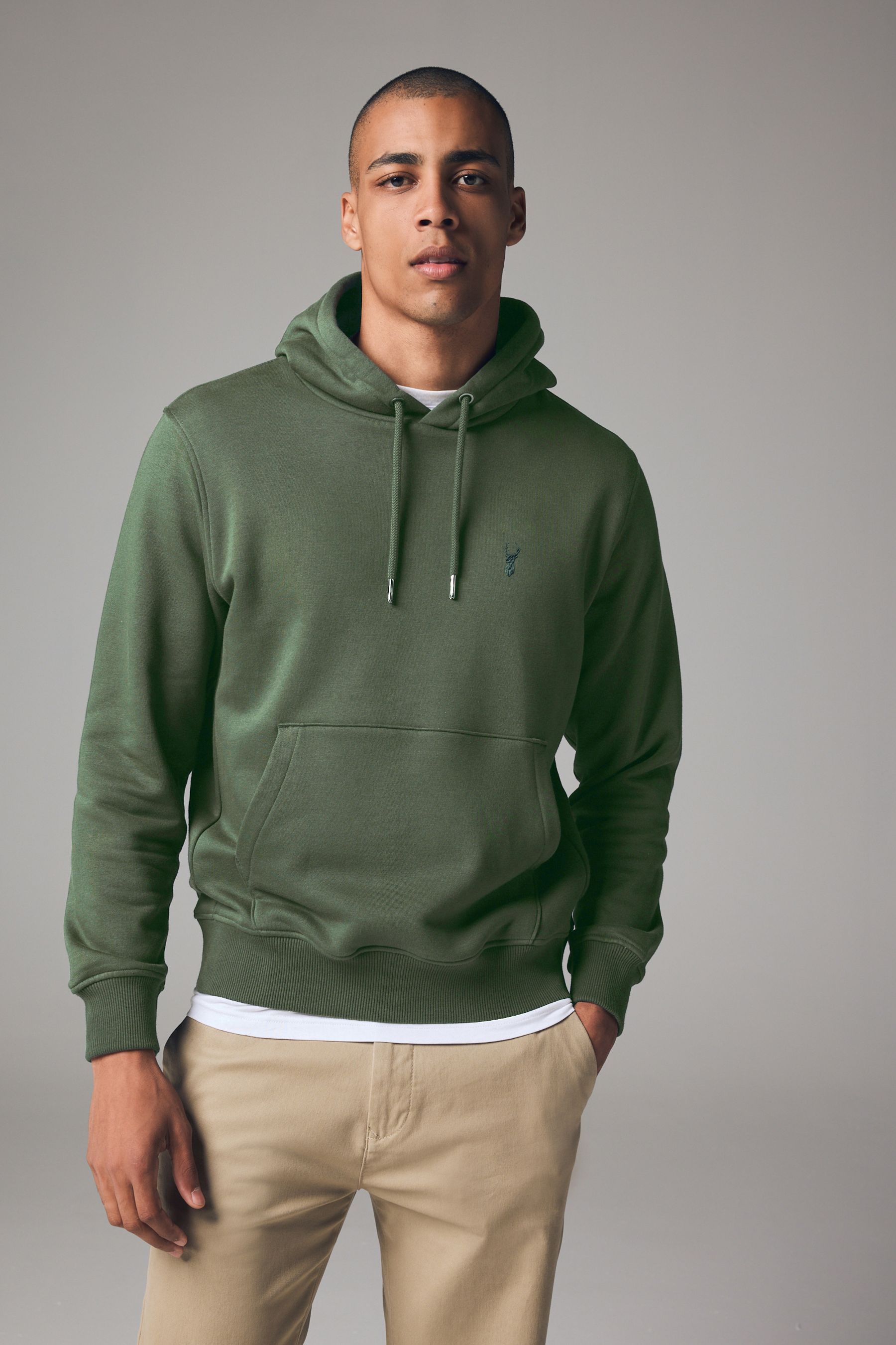 Buy Khaki Green Regular Fit Cotton Rich Jersey Fabric Hoodie from the Next UK online shop