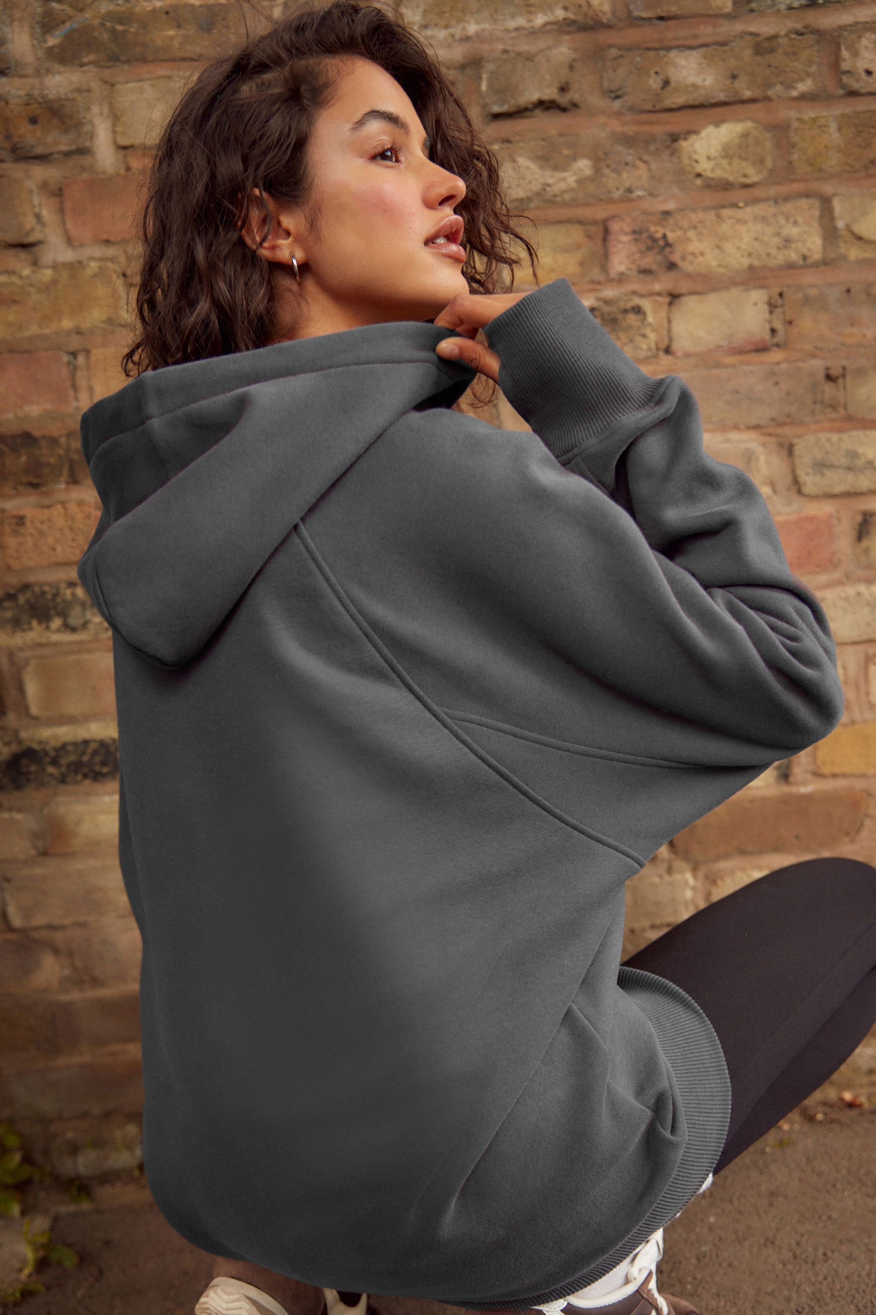 Buy Slate Grey Active Longline Overhead Hoodie from Next Oman