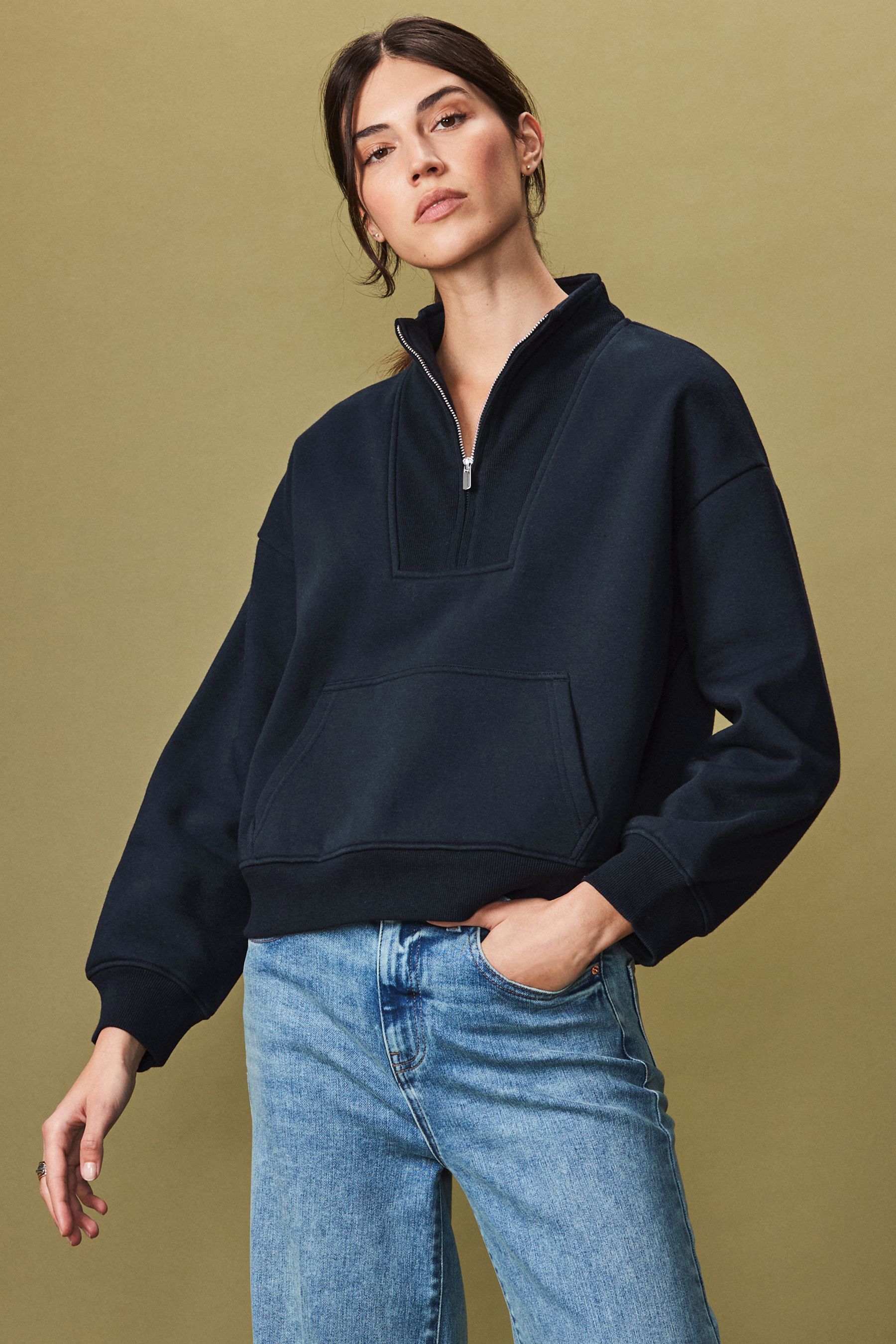 Womens zip neck sweatshirt outlet