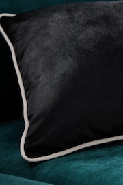 Black 40 x 59cm Matte Velvet Contrast Pipe Cushion - Image 3 of 6