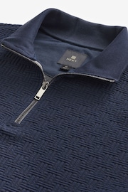 Black Zip Neck Premium Texture Crew Sweatshirt - Image 7 of 8