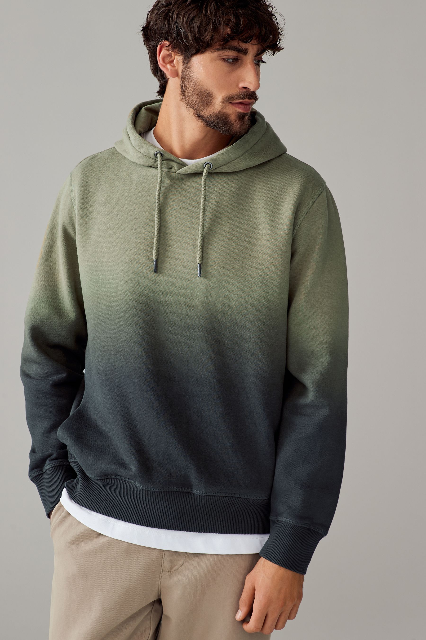 Buy Green Ombre Dip Dye Cotton Rich Jersey Hoodie from the Next UK online shop