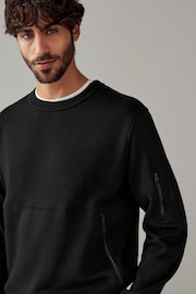 Black Crew Sweatshirt Utility Sweat Top - Image 3 of 9