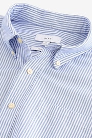 Синій - 100% Cotton Stripe Short Sleeve Oxford Shirt - Image 7 of 7