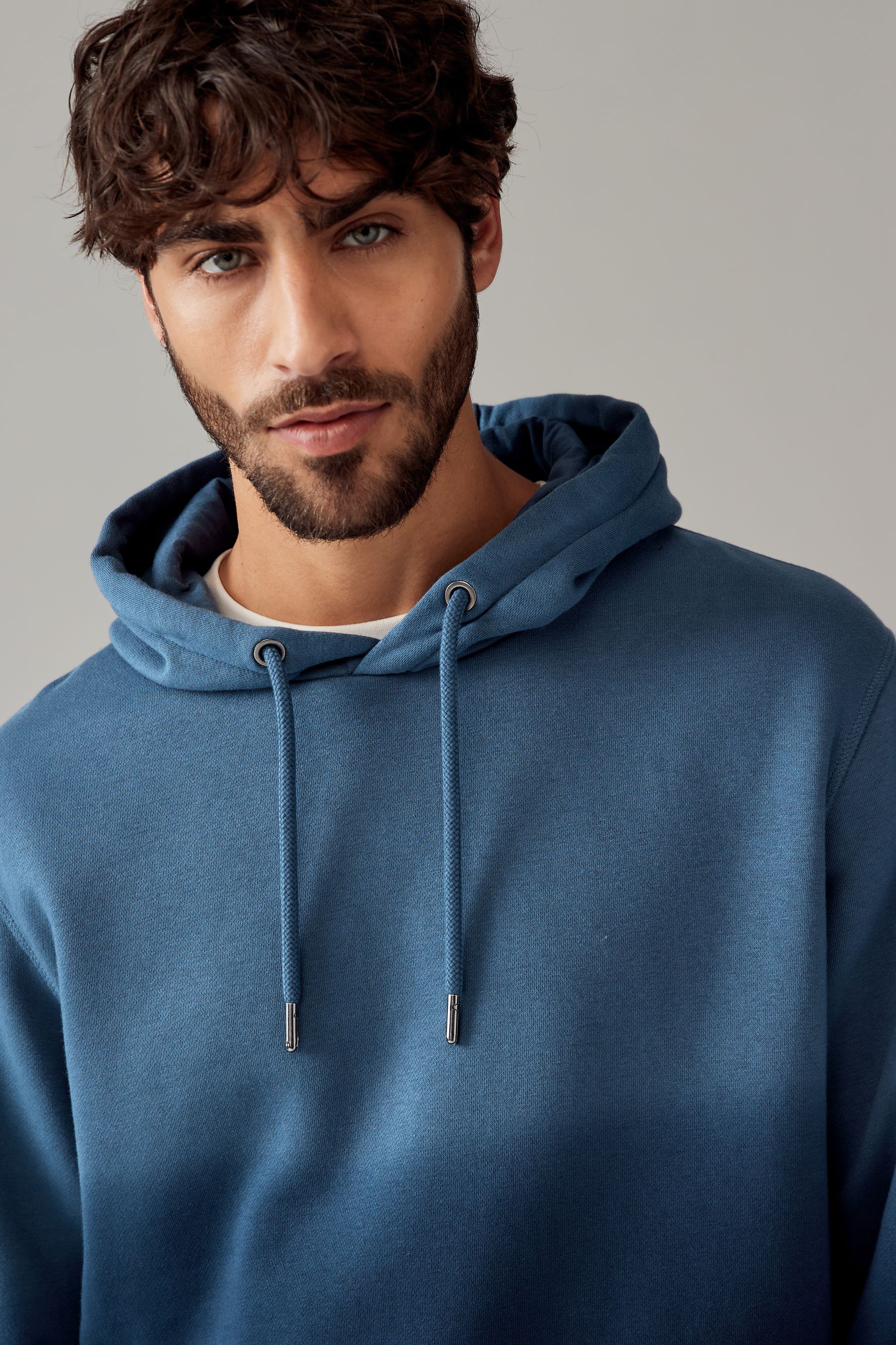 Buy Navy Ombre Dip Dye Cotton Rich Jersey Hoodie from Next Luxembourg