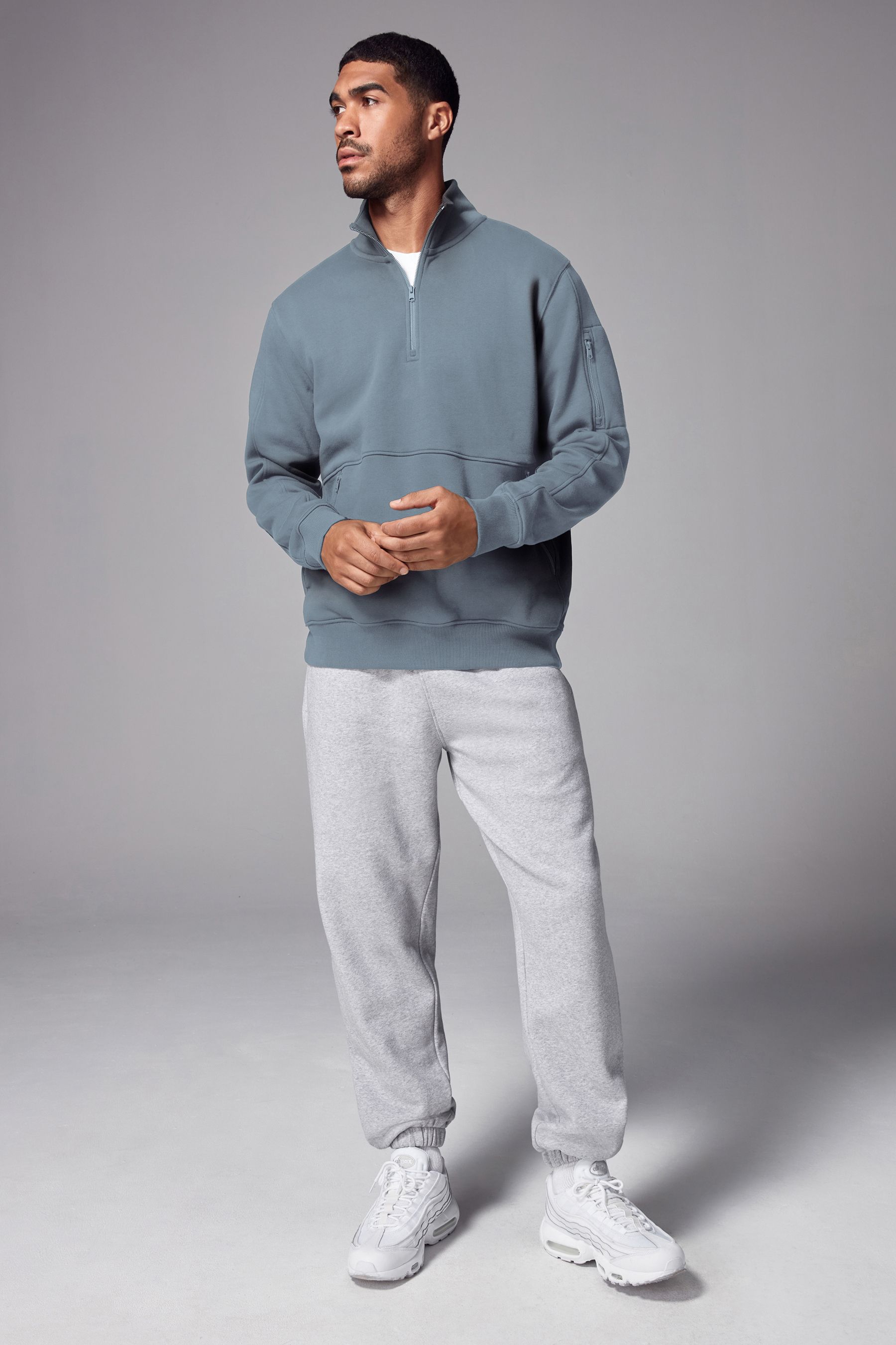 Buy Grey Zip Neck Utility Sweat Top from Next Ireland