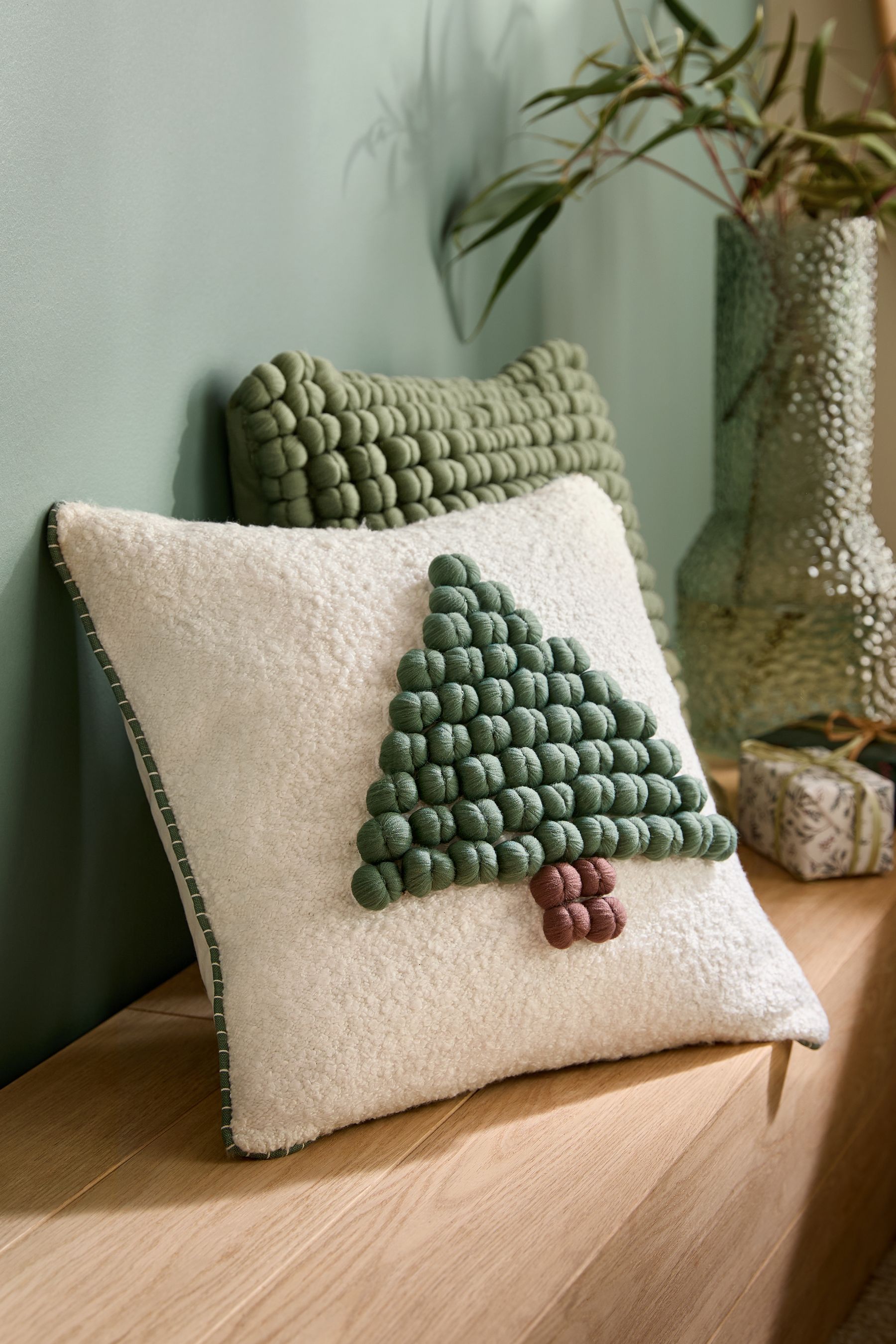 Buy Cream Christmas Bobble Tree Cushion from the Next UK online shop