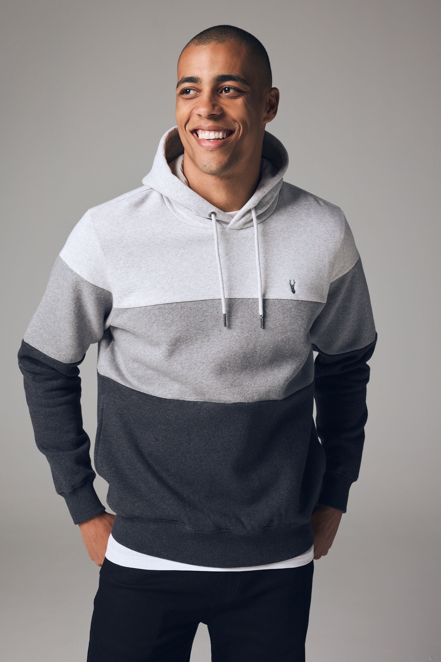 Buy Black Panel Blocking Hoodie from Next Oman