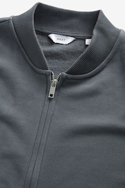 Slate Grey Zip Through Cotton Rich Jersey Bomber Jacket - Image 8 of 8