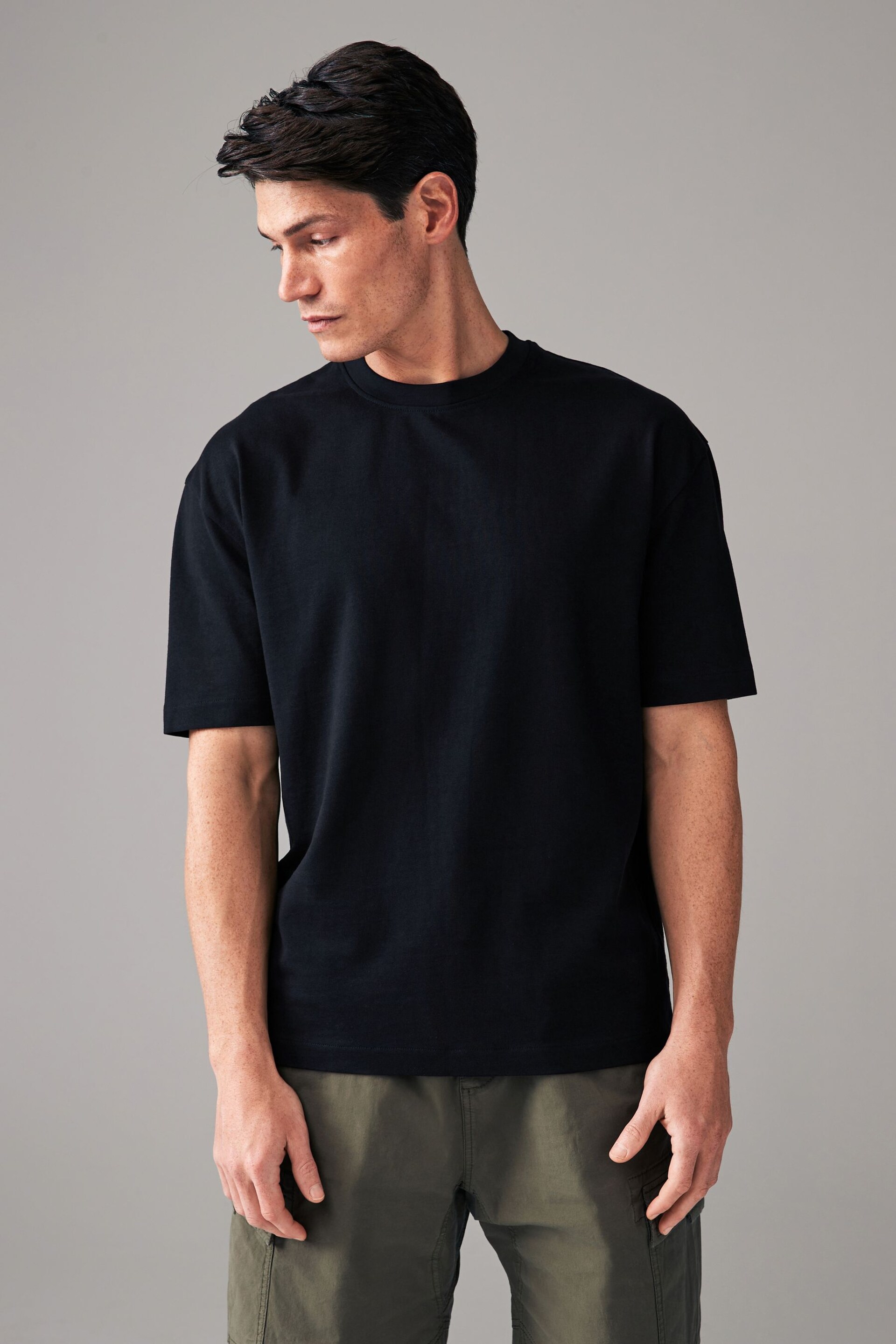 Black Oversized Heavyweight T-Shirt - Image 1 of 4
