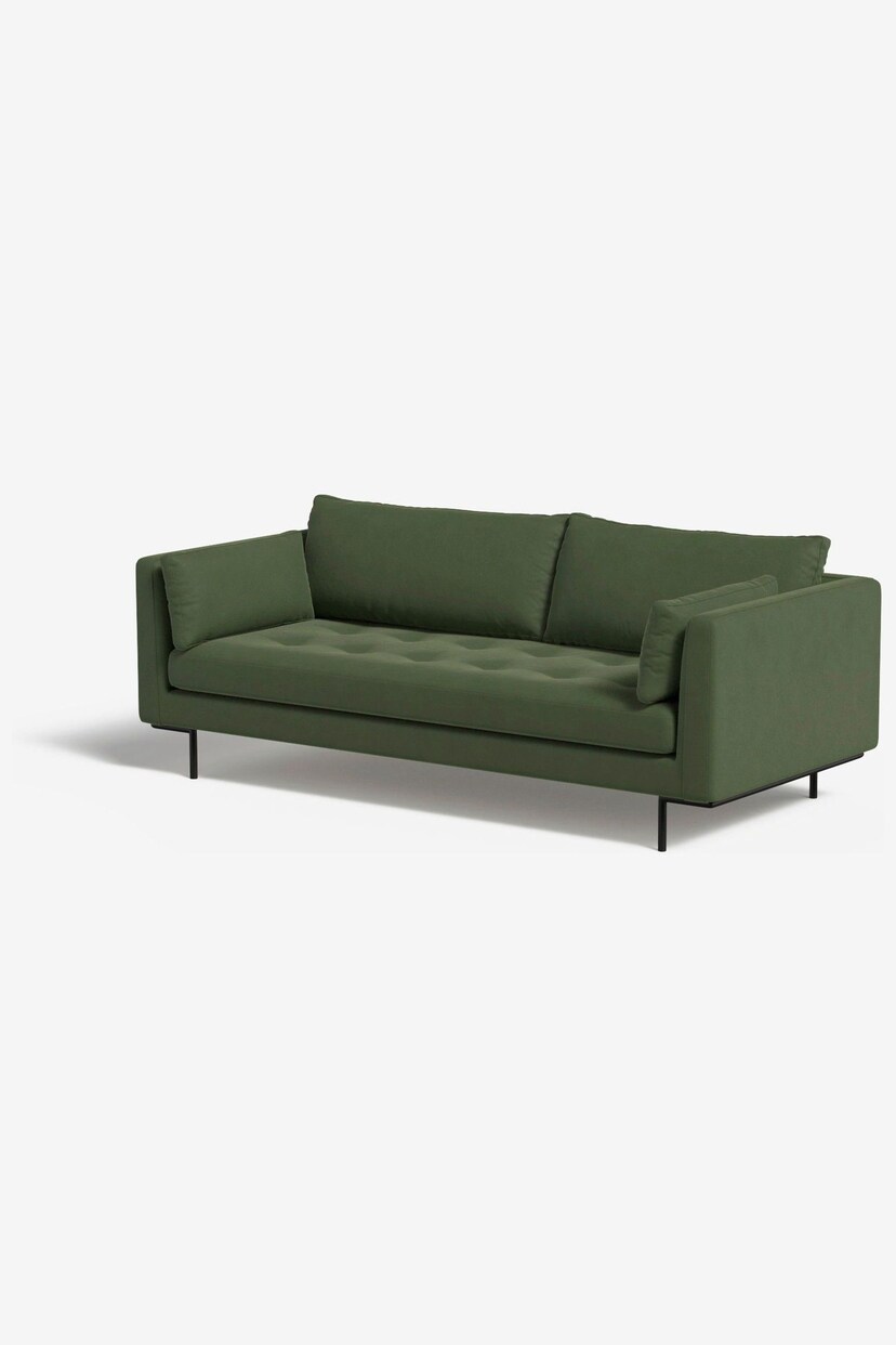 MADE.COM Matt Velvet Grass Green Harlow 3 Seater Sofa - Image 1 of 4
