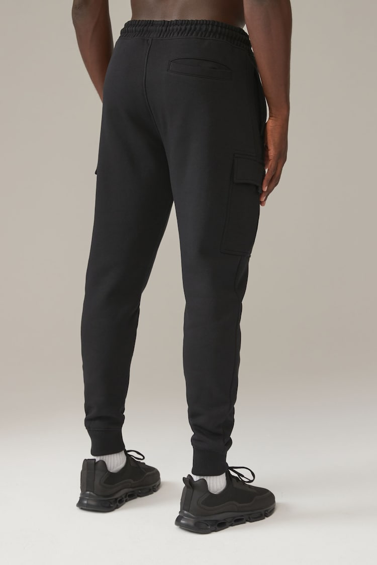 Black Cotton Rich Jersey Cargo Joggers - Image 2 of 9