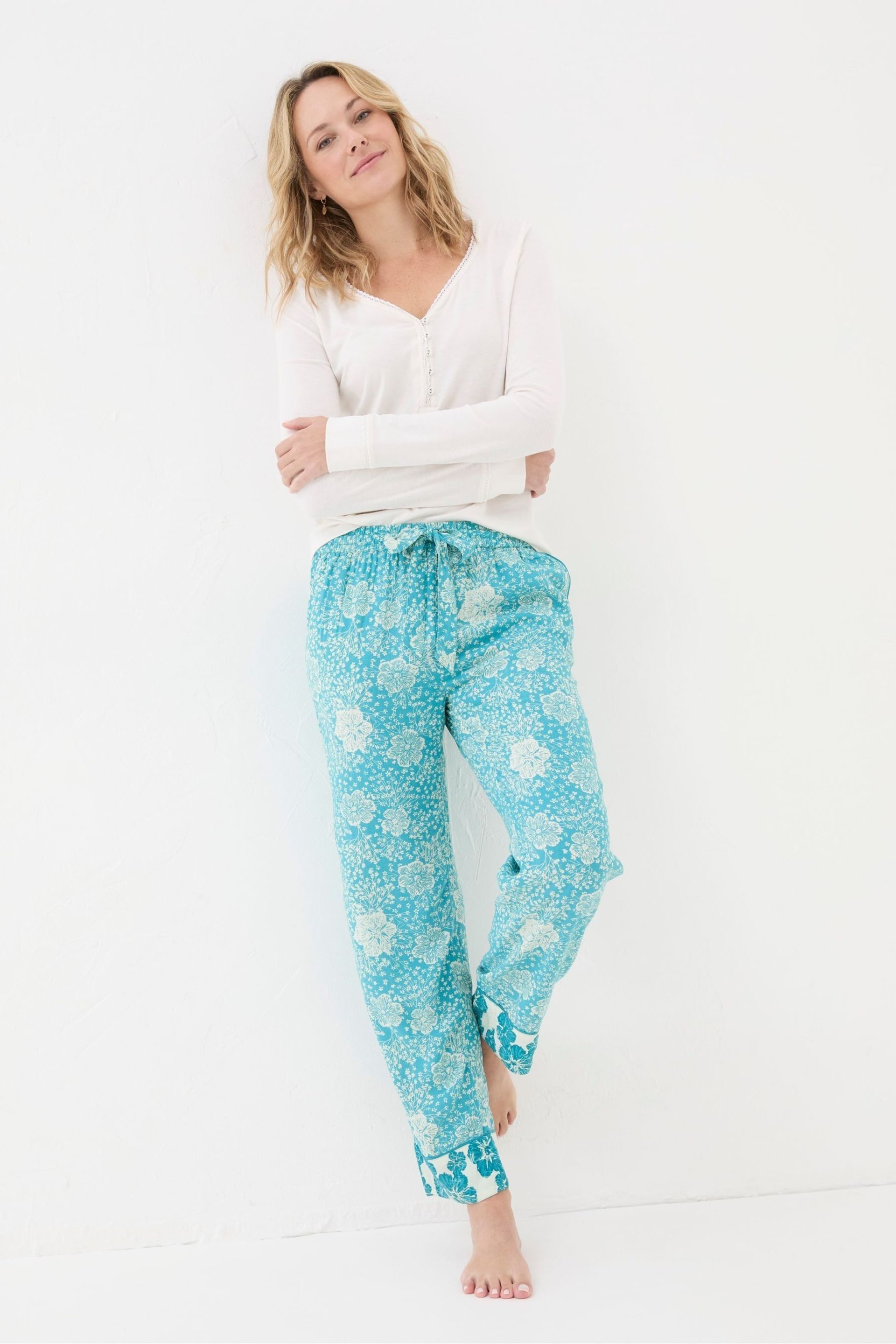 FatFace Blue Eva Spaced Floral Trousers - Image 1 of 4