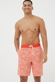 FatFace Camber Orange Hibiscus Print Swim Shorts - Image 3 of 6