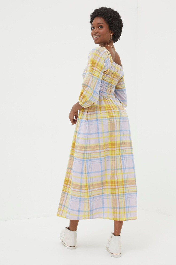 FatFace Adele Yellow Midi Dress With Linen - Image 2 of 5