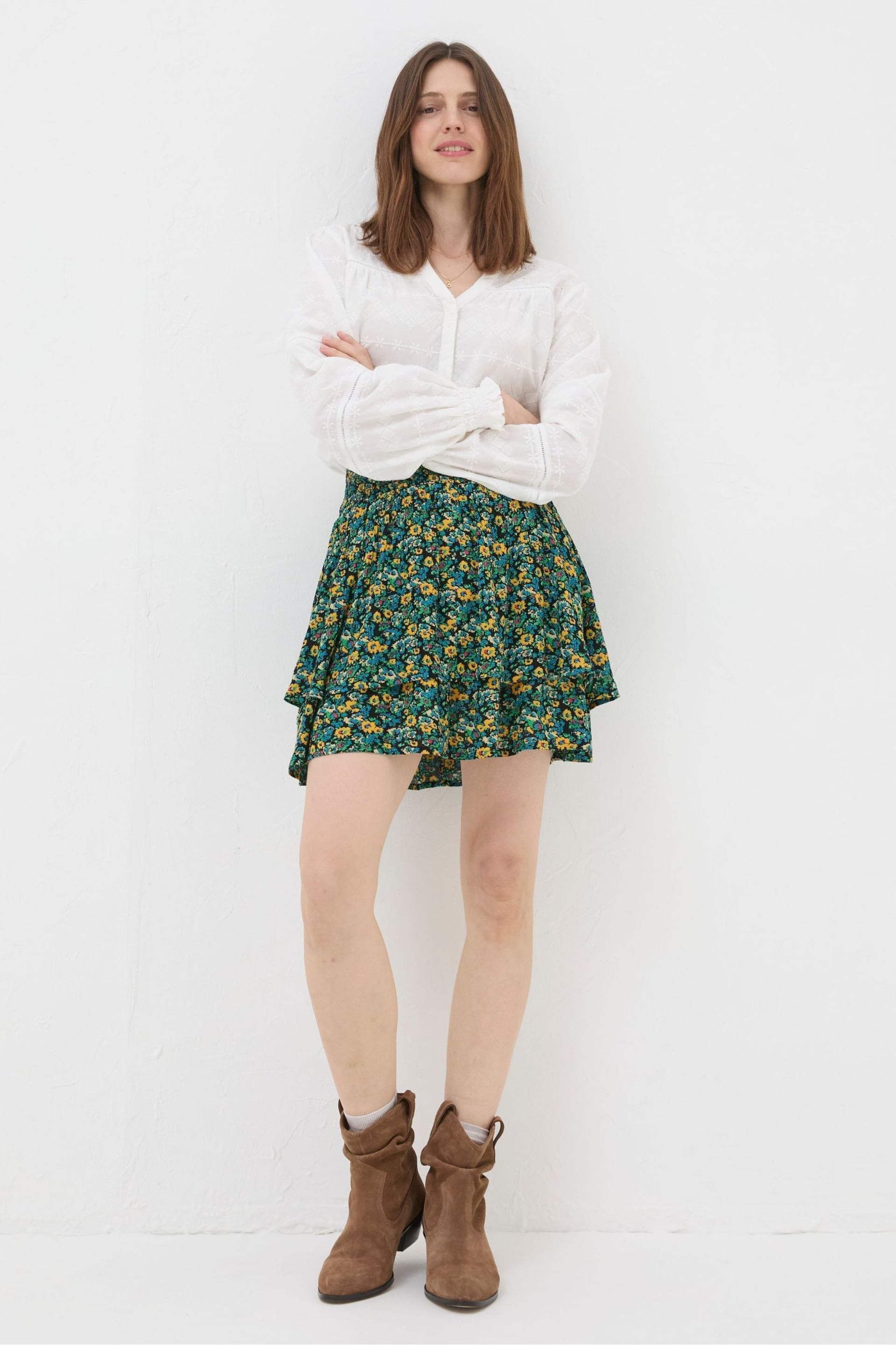 FatFace Green Spring Floral Skirt - Image 4 of 5