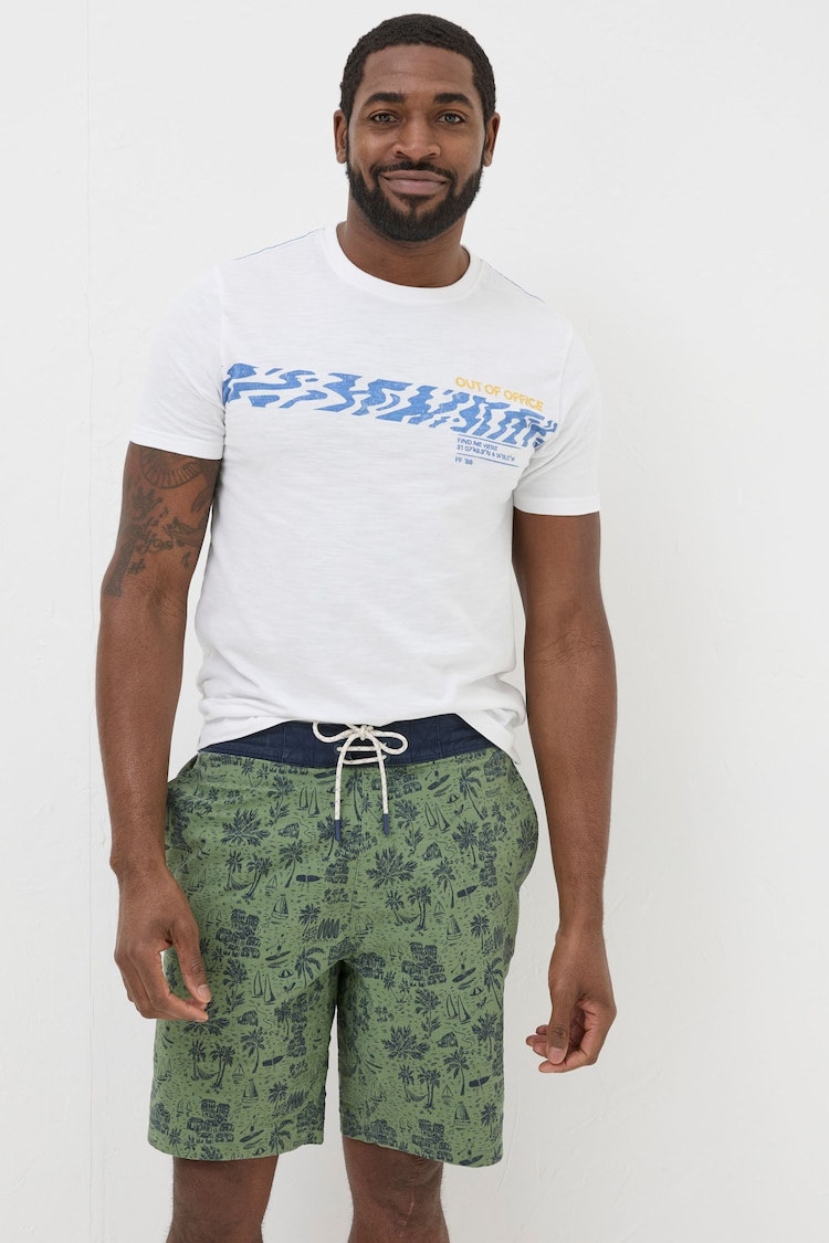 FatFace Camber Green Beach Print Swim Shorts - Image 1 of 4