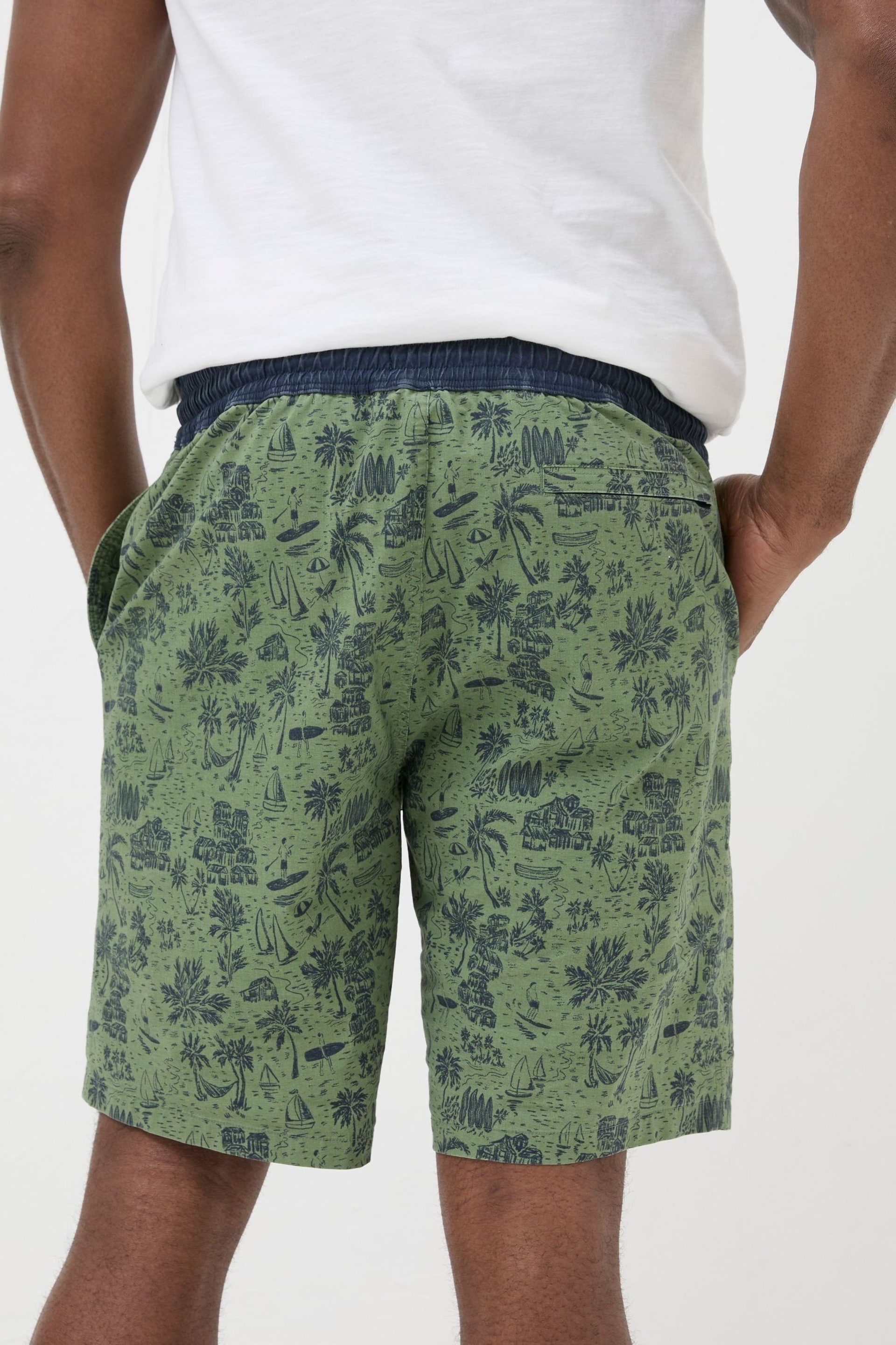 FatFace Green Beach Print Swim Shorts - Image 3 of 4