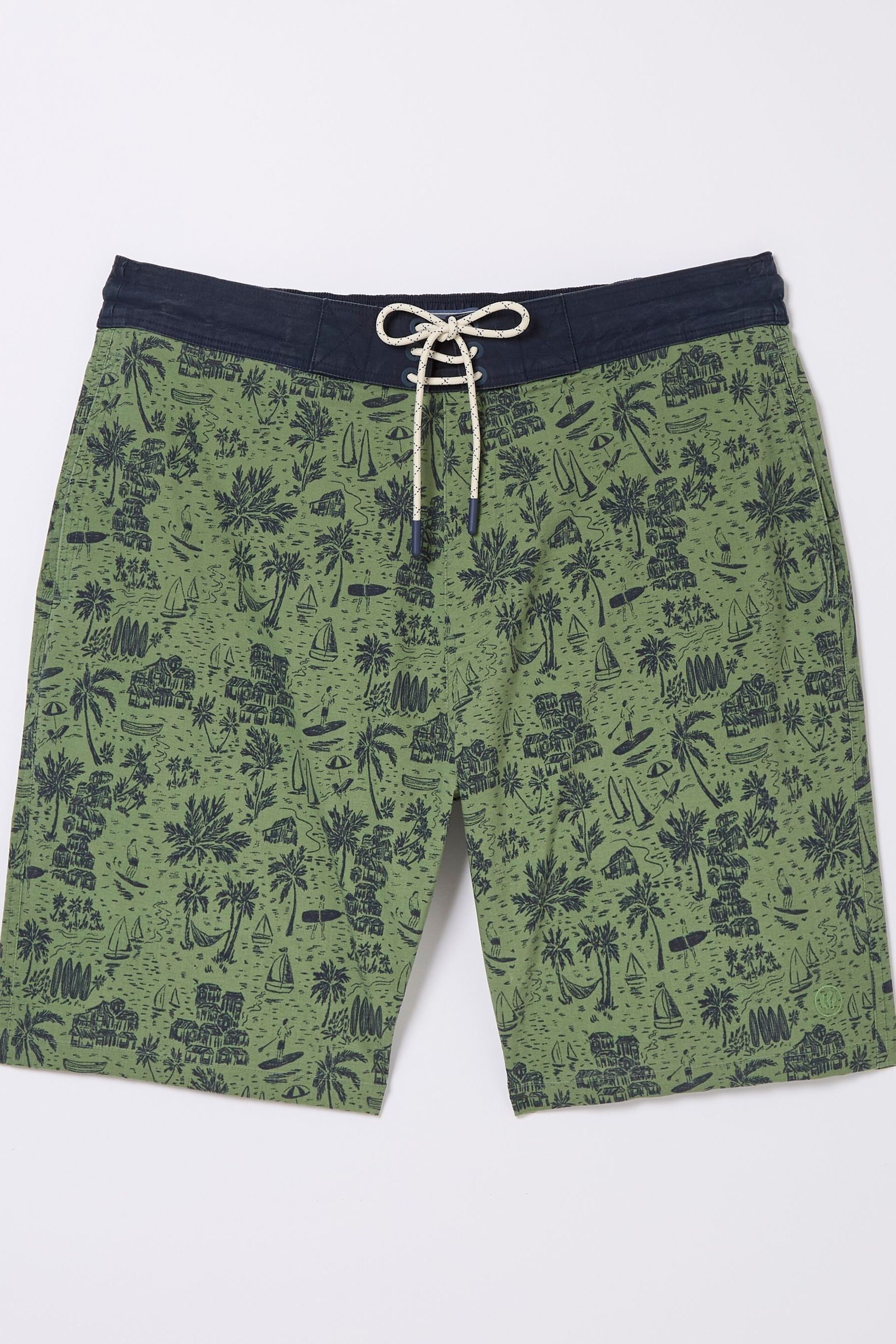 FatFace Green Beach Print Swim Shorts - Image 4 of 4