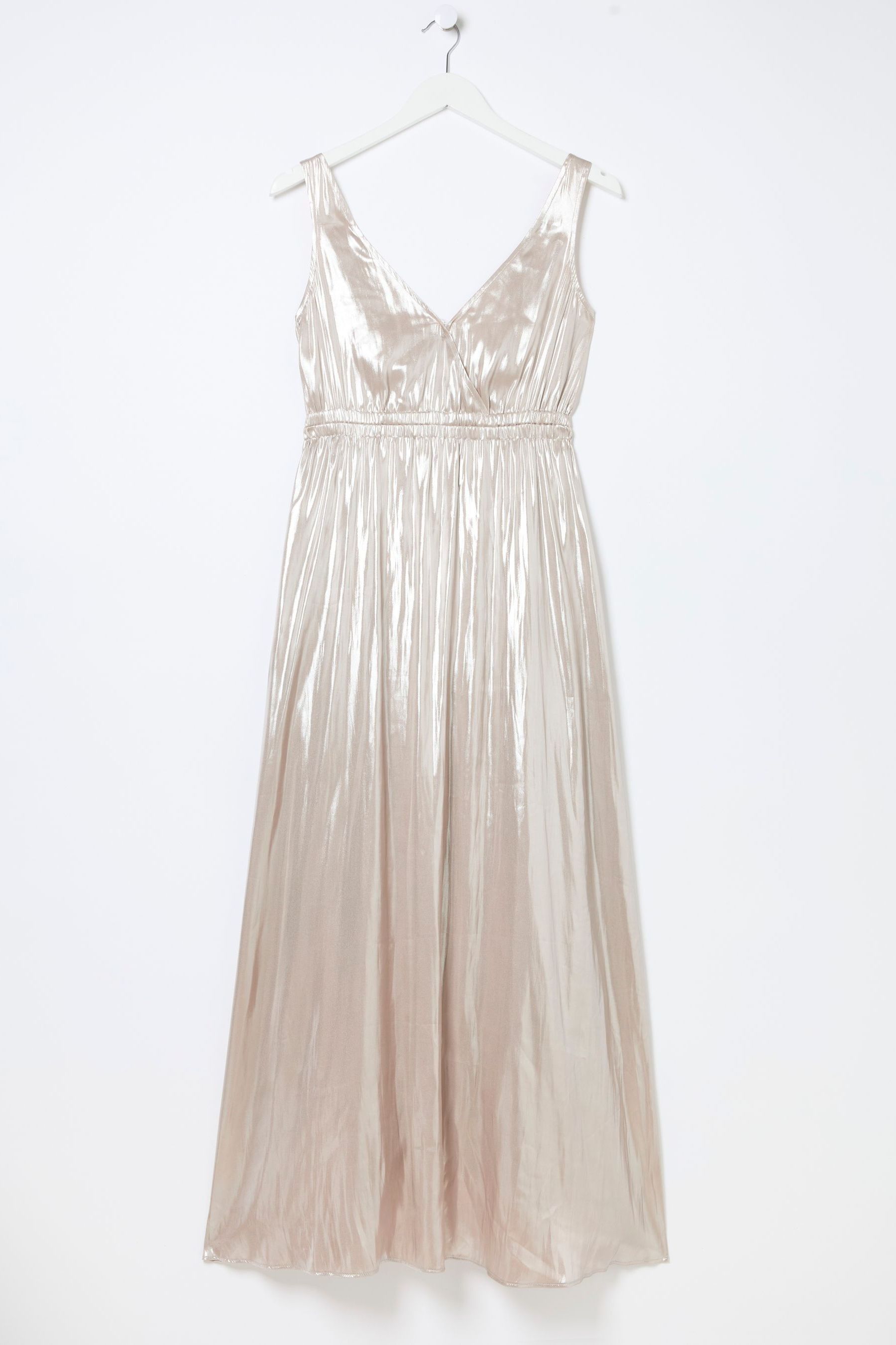 FatFace Silver Mimosa Metallic Maxi Dress
