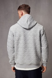 Mid Grey Hooded Textured Overhead Hoodie - Image 3 of 6