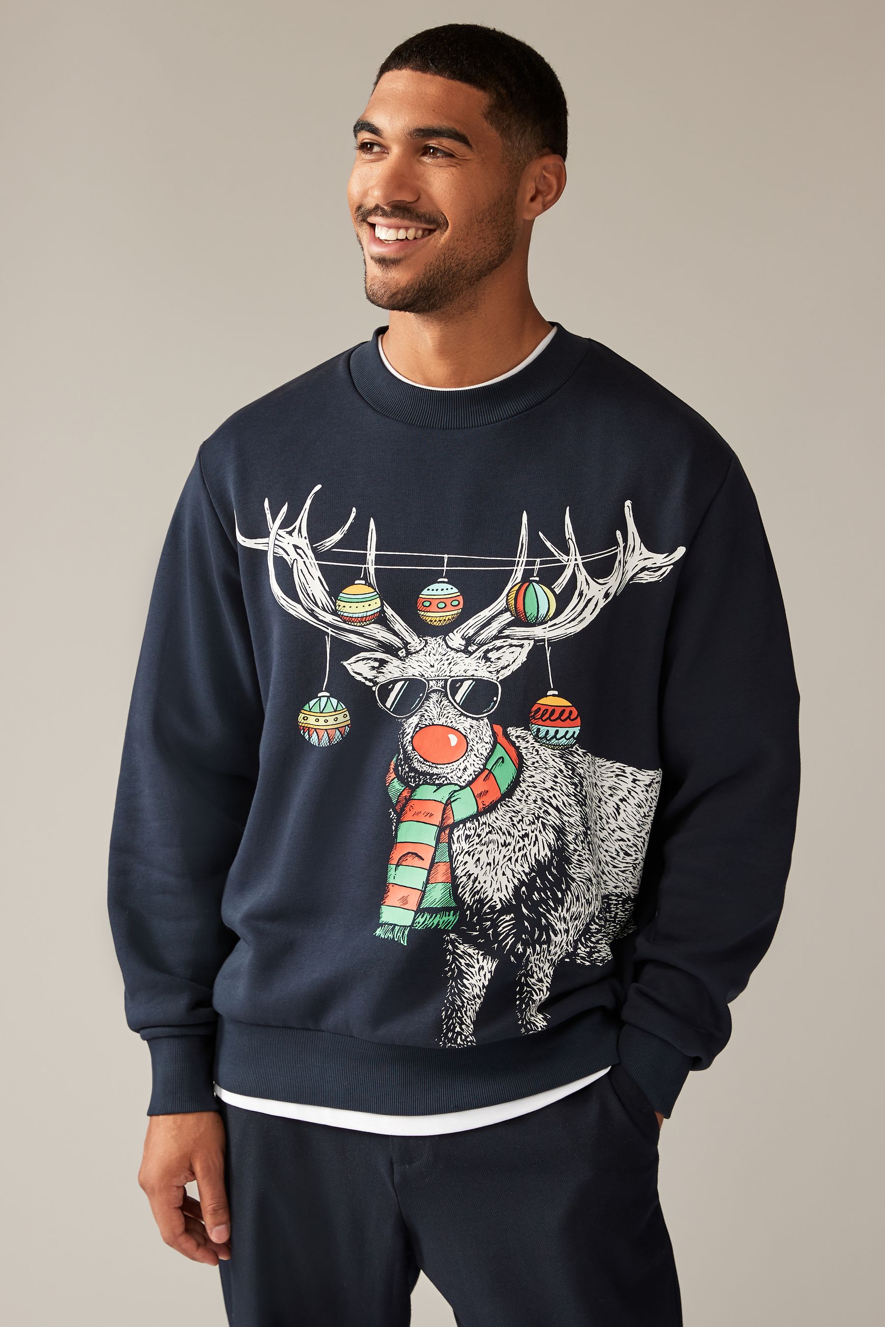 Buy Grey Navy Crew Sweatshirt Christmas Hoodie from Next Luxembourg