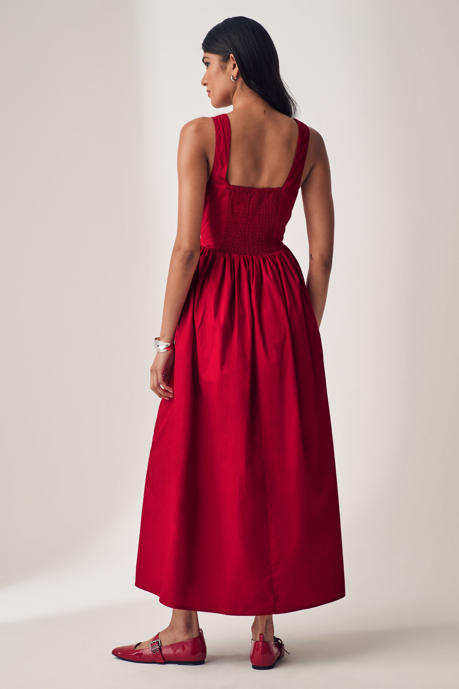 Buy Red Summer Poplin Dress from the Next UK online shop