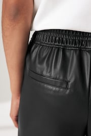 Black Faux Leather Track Wide Leg Trousers - Image 4 of 8