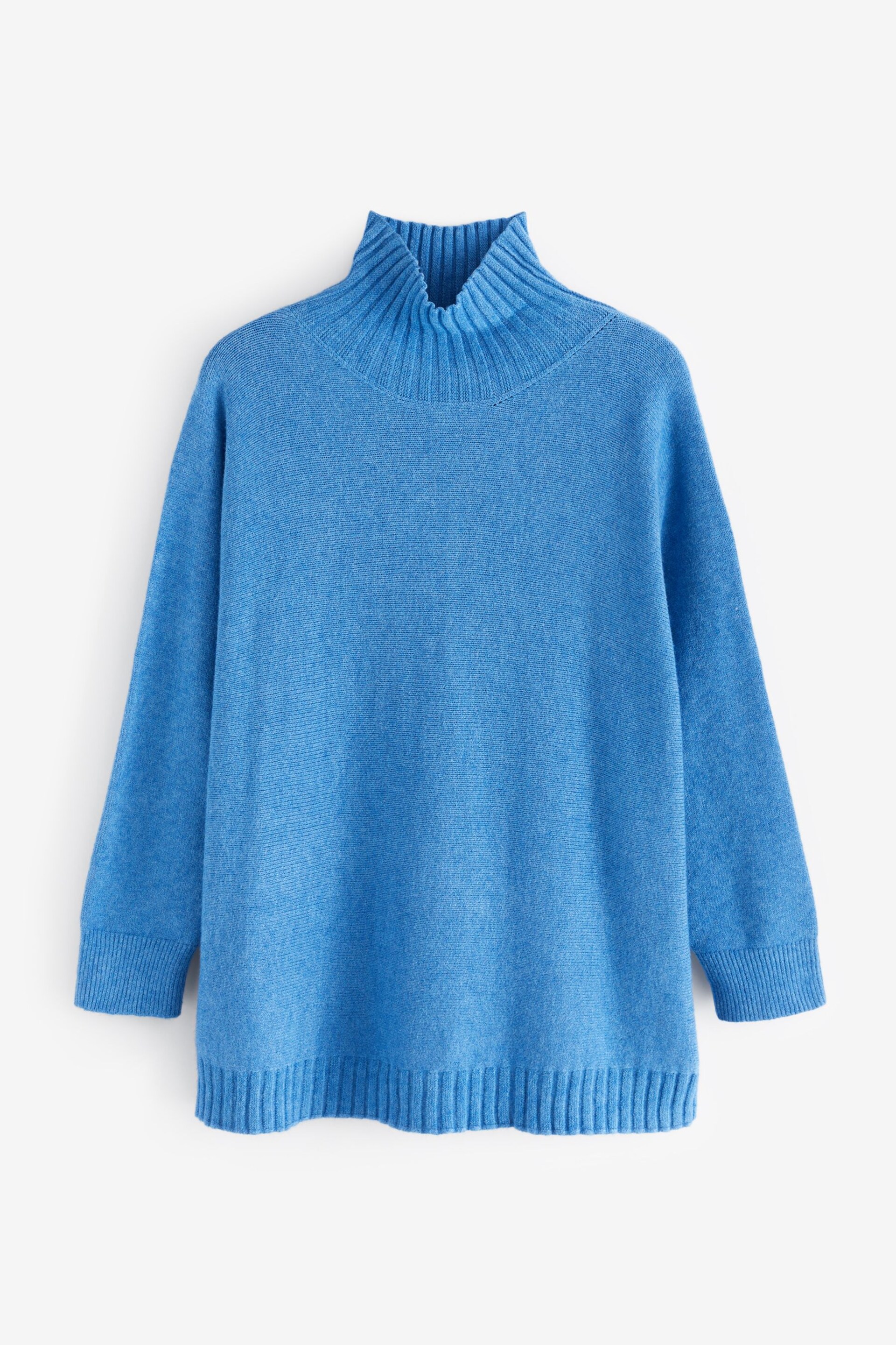 Jolie Moi Blue Loose Fit High Neck Jumper - Image 7 of 7