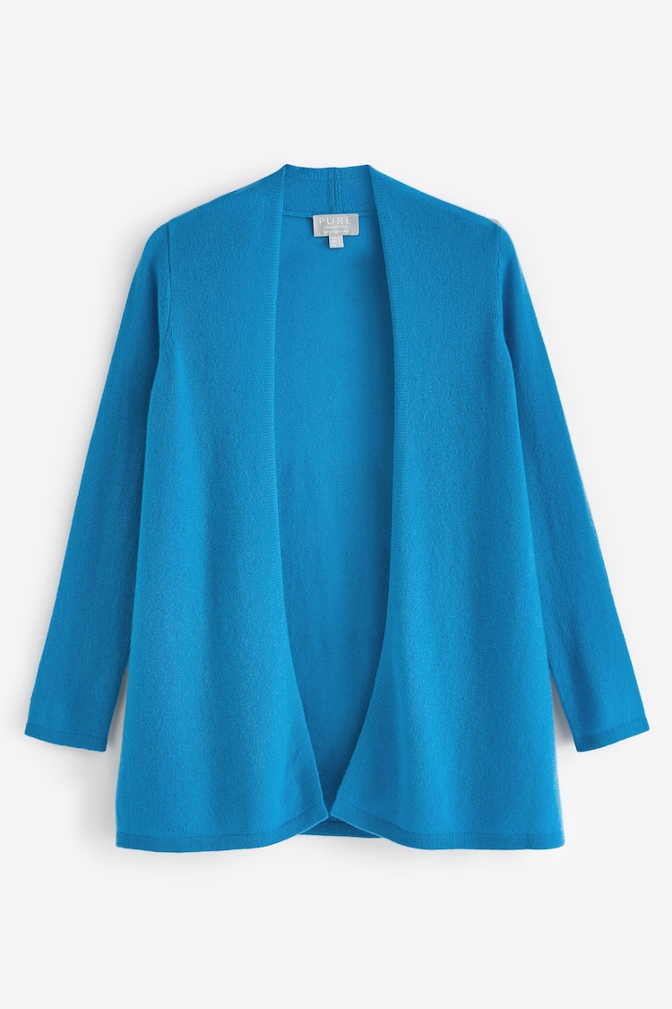 Pure Collection Blue Gassato Lightweight Cashmere Swing Cardigan - Image 4 of 4