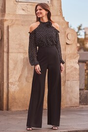 Sosandar Black Corsage 2 In 1 Style Cold Shoulder Jumpsuit - Image 1 of 6