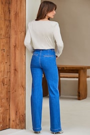 Sosandar Blue Petite Pintuck Jeans - Image 4 of 6