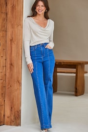 Sosandar Blue Petite Pintuck Jeans - Image 5 of 6