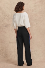 Black with Blue Stripe Ponte Side Stripe Track Pant Trousers - Image 2 of 6