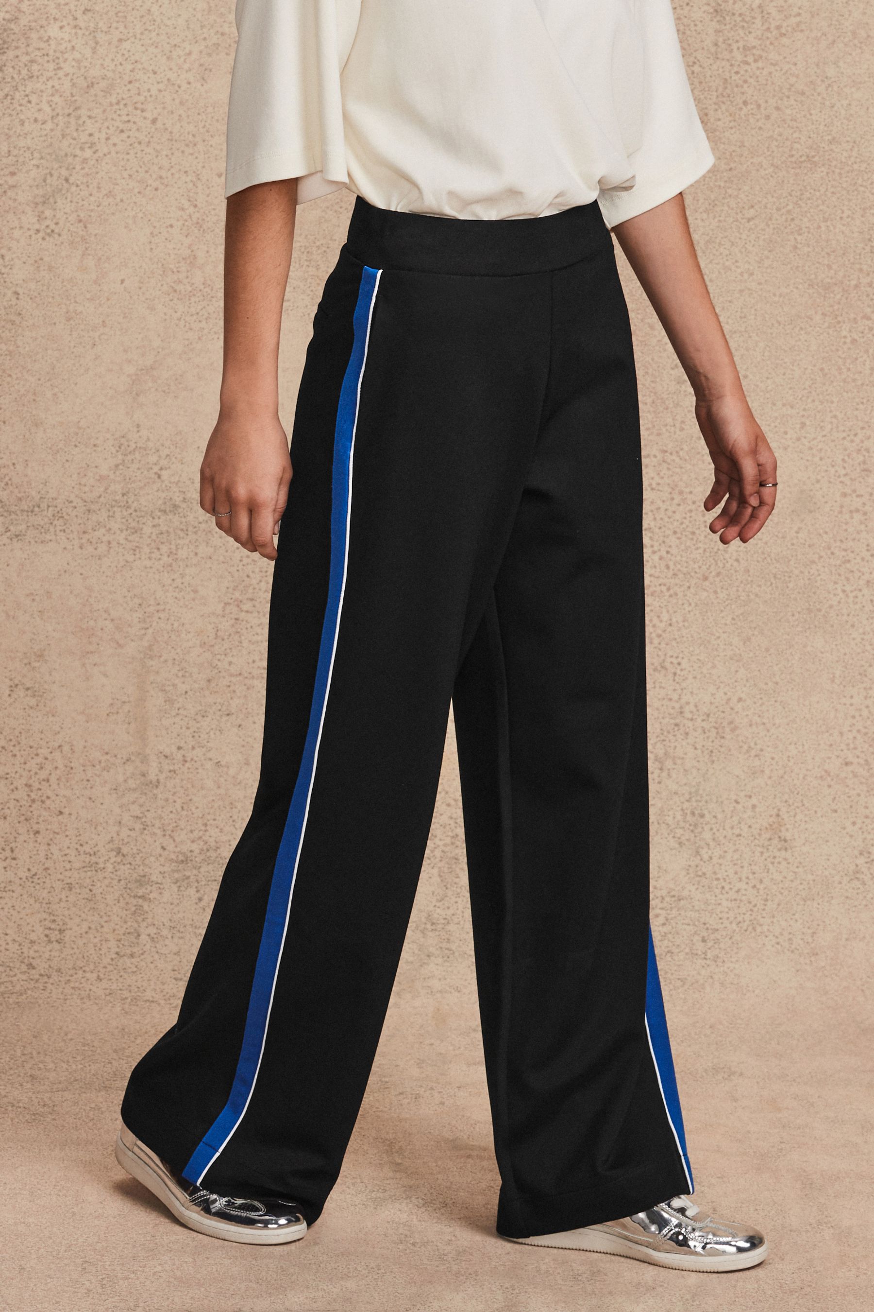 Buy Black with Blue Stripe Ponte Side Stripe Track Pant Trousers from the Next UK online shop
