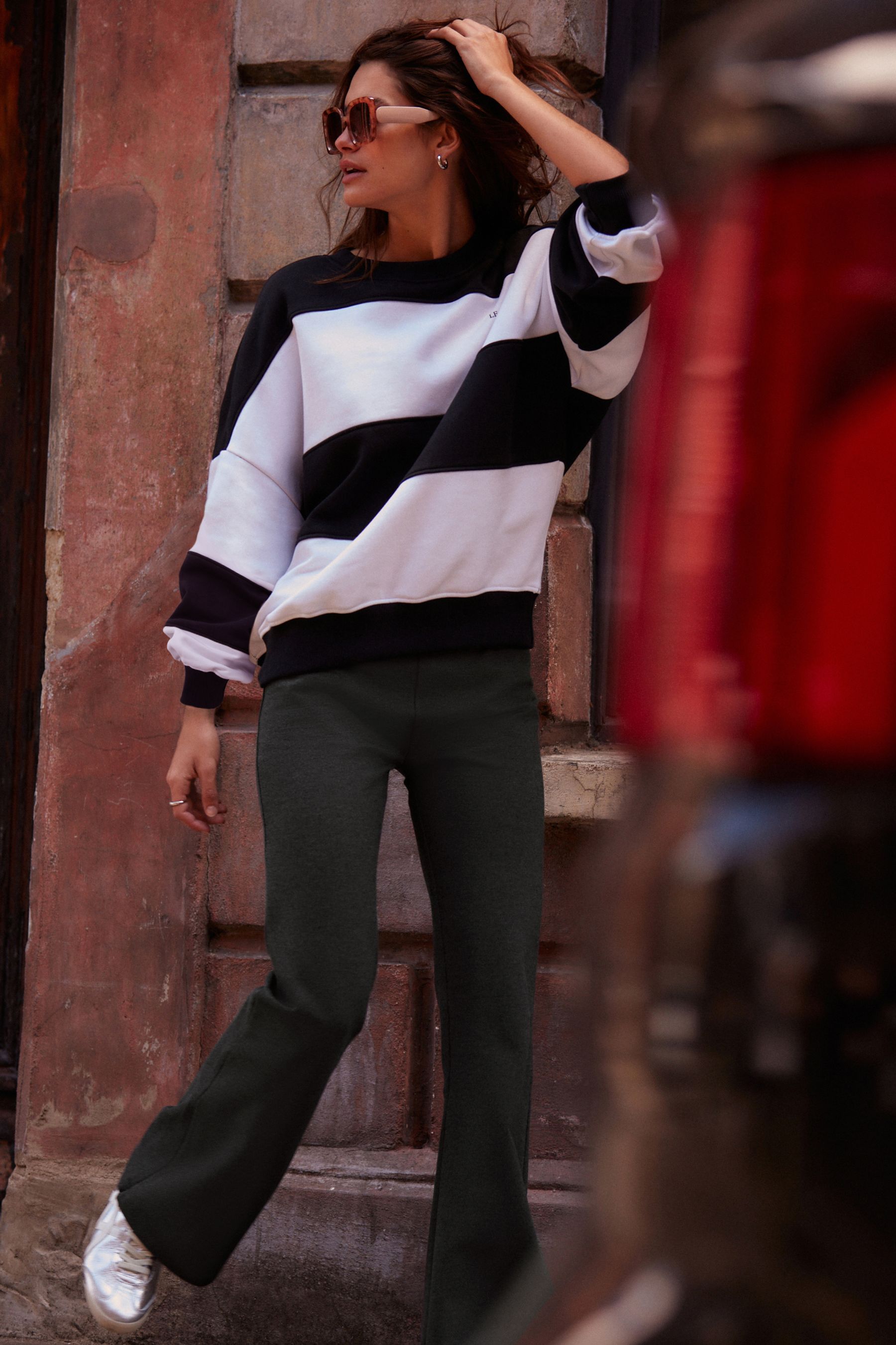 Grey ponte leggings top