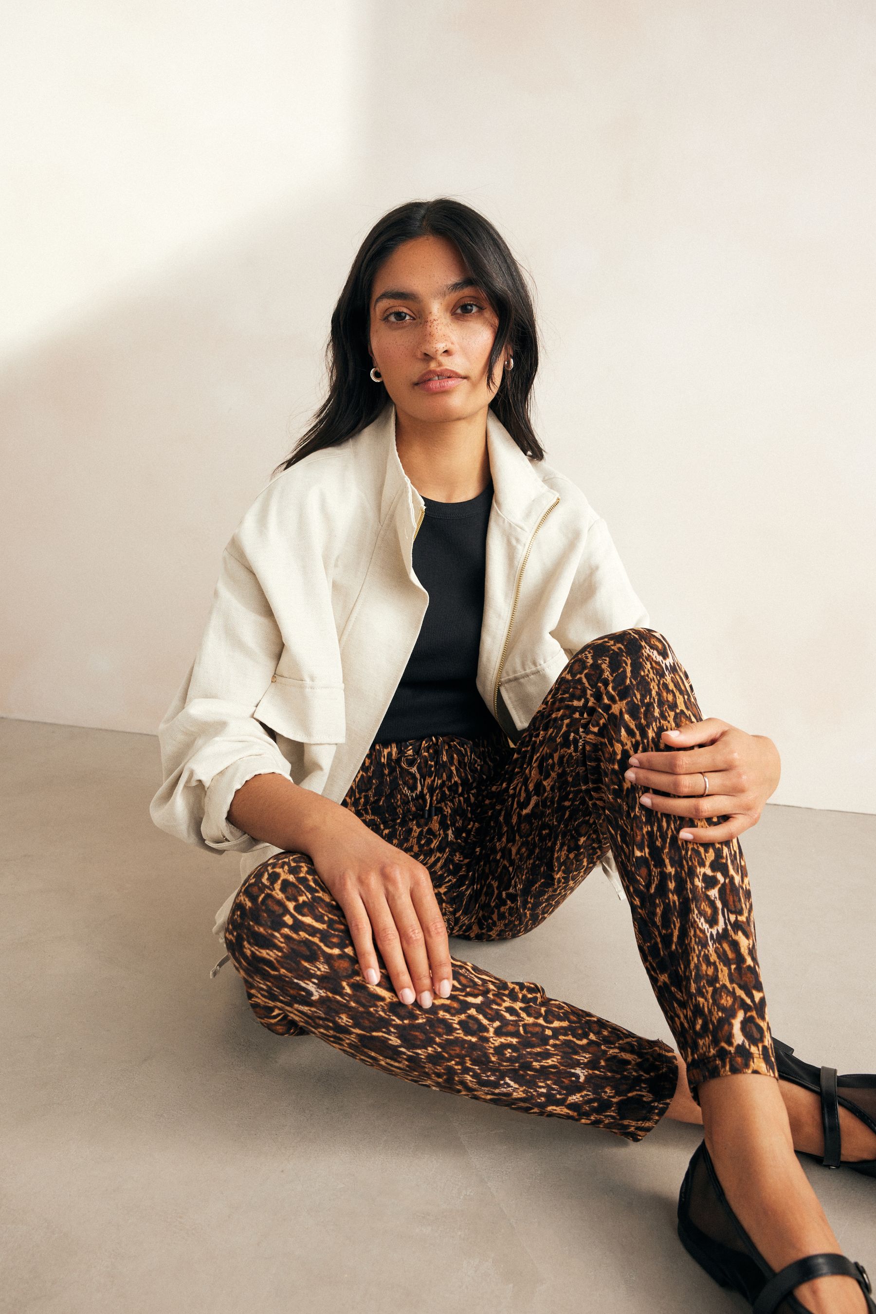 Animal Print Jersey Joggers