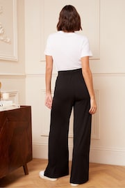 Love & Roses Black Petite Ponte Jersey Wide Leg Tab Detail Trouser - Image 4 of 4