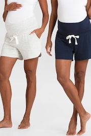 Seraphine Blue Essential Jersey High Waist Maternity Shorts 2 Pack - Image 1 of 11